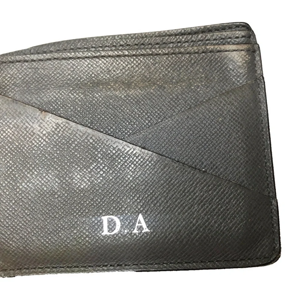 Louis Vuitton Taiga Leather Bifold Gray Men’s Wallet Made In France